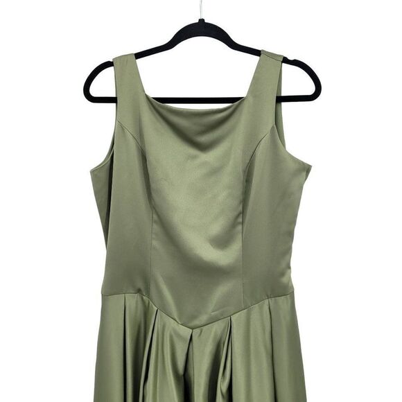Vintage 80's Maiden Dress Gown 16 Sage Green Satin Corset Back Full Fairycore - Picture 9 of 13